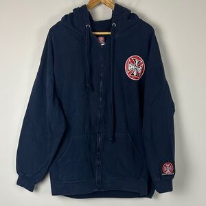 West Coast Choppers Navy Blue Zip-Up Hoodie with Logo - Size XL